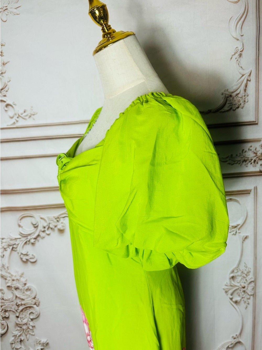 Alex Marie Lime Green Maxi Dress with Pink Straps - Picture 5 of 15